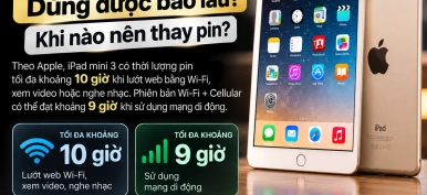 Pin iPad mini 3 dùng được bao lâu? Dấu hiệu chai pin cần biết