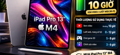 iPad Pro 13 inch M4 sử dụng bao lâu mới cạn pin? Thời lượng pin