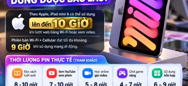 iPad mini 6 sử dụng bao lâu mới cạn pin? Pin dùng được mấy giờ?
